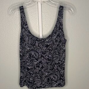Black Paisley Print Scoop Neck Tank Top